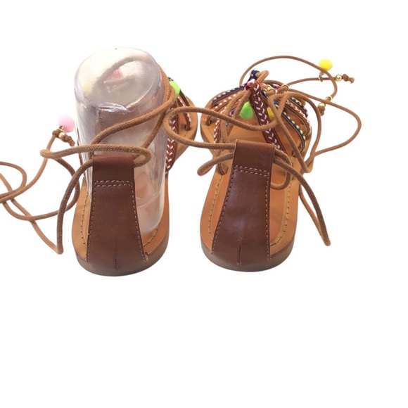 Mossimo Women’s Size 8.5 Gladiator Sandals Brown Boho Beaded Pom Pom Lace Up - Picture 12 of 12